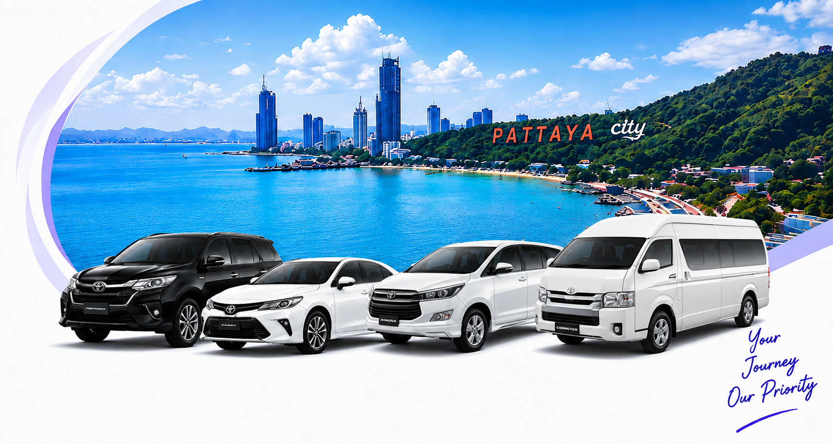 MAYA private taxi fleet on the Pattaya bay waterfront